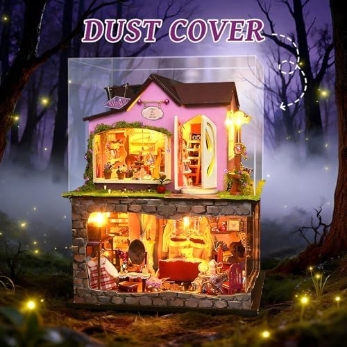 DIY Miniature House Kit, Dollhouse Kit w/Dust Cover Adult, Witch's Shop - Image 7