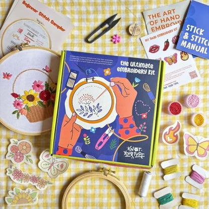 KNOT YOUR TYPE DIY Embroidery Starter Kit for Beginners | All-in-One Hand Embroidery Kit with Hoop, Printed Fabric, Threads & Stitch Guide | Art & Craft Kit for Adults - Image 7