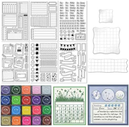 29 Pcs Journal Stamps for Crafting Card Making Supplies Set by GLASSWINDS
