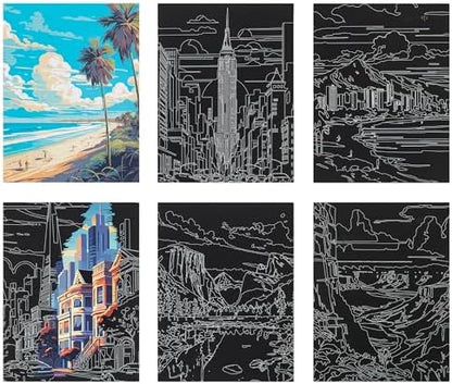 Brea Reese Scratch Art Paper Pad - 6 Metallic Destinations & Stylus Kit - Image 4