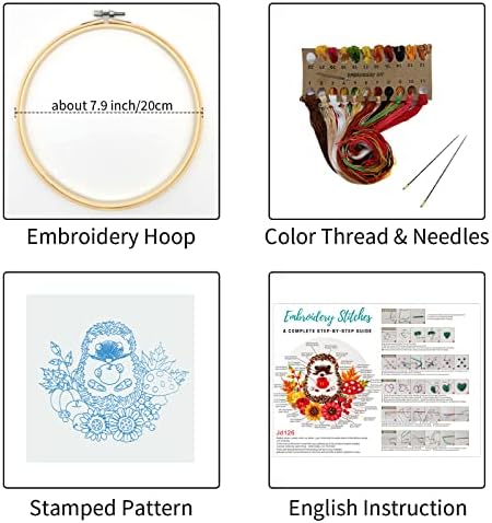 Louise Maelys Cute Hedgehog Embroidery Kit for Beginners Animal Craft - Image 2