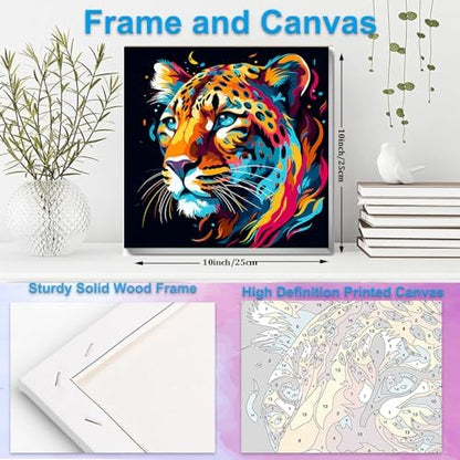 Artunion Framed Paint by Numbers Kit for Adults Beginners & Kids Ages 8-12,Colorful Cheetah Paint by Number with Frame,Animals Paint by Numbers Kit on Canvas 10 * 10 Inch Without Easel - Image 5