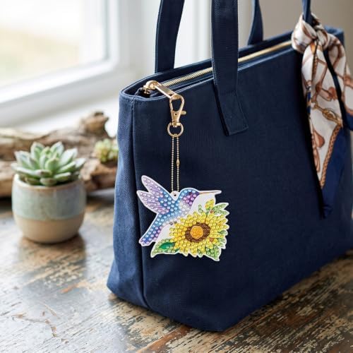 LAKEQUILL Hummingbird Garden 12 Pcs 5D Diamond Painting Keychain Kit - Image 2