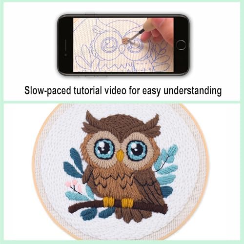 Myfelicity Adorable Owl Punch Needle Kit – Beginner-Friendly DIY Craft Set with Wool, Needle, Pattern, and Tools – Fun Felted Animal Project for Creative Hobbyists - Image 2