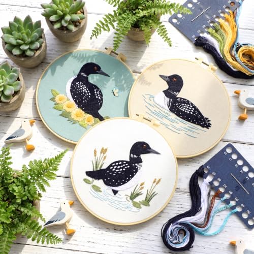 Mindsoft 3 Set Needlepoint Kit for Beginners with Hoop,Loon - Image 4