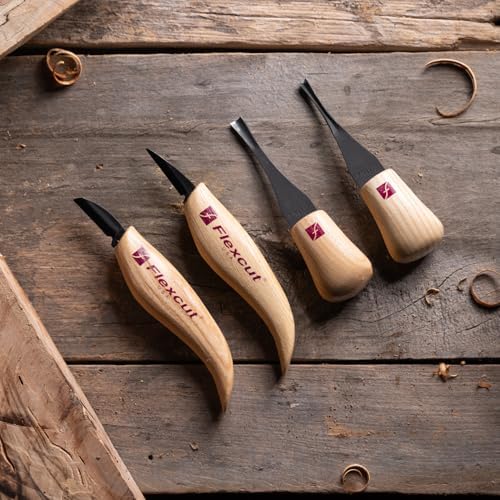 Flexcut Wood Carving Tools| Beginner Palm & Knife Set | 1095 High Carbon Steel Blades| Ergonomic Ashwood Handles | KN600 | Made in the U.S.A. - Image 3