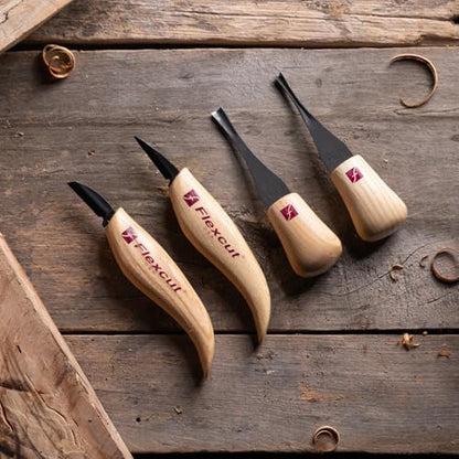 Flexcut Wood Carving Tools| Beginner Palm & Knife Set | 1095 High Carbon Steel Blades| Ergonomic Ashwood Handles | KN600 | Made in the U.S.A. - Image 3