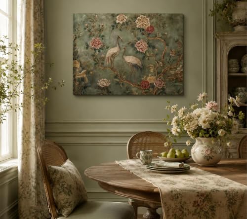 Heron Floral Paint by Numbers Kit for Adults Framed Canvas, Frameworkless - Image 4