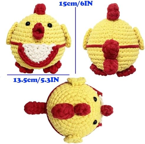 DIBYHIVE Crochet Kit for Beginners,Complete Video Tutorials,6Inches Chick Crochet Kit,Includes Explanations of Basic Crochet Stitches - Image 2