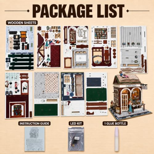 Evankin Bookstore Book Nook Kit, DIY Miniature House with LED Light - Image 6