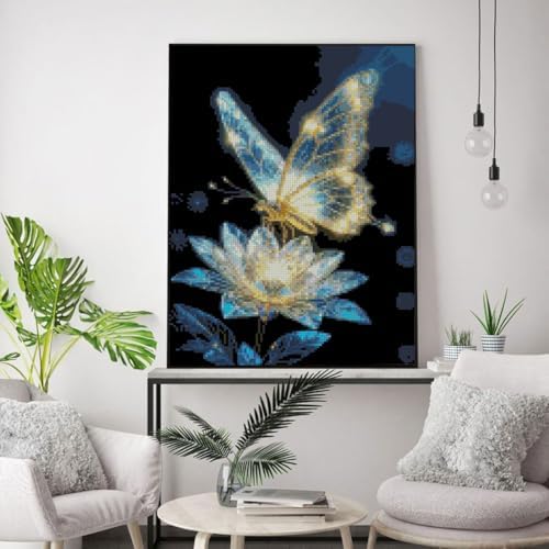 Butterfly Flower Stamped Cross Stitch Kits Flower Cross Stitch Patterns,Dimensions Cross Stitch Kits Embroidery Kit Arts and Crafts for Beginners 15.7x11.8 inch - Image 6