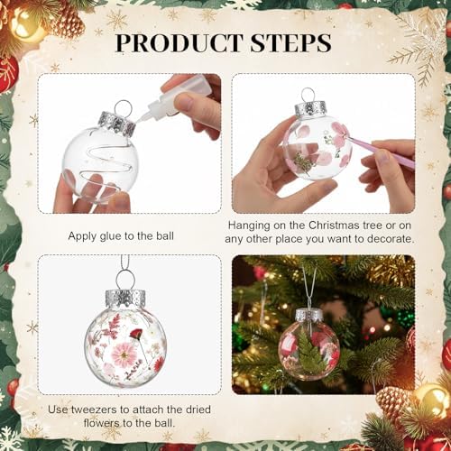 Gemscream 121 Pcs 20 Sets 2.36 inch Pressed Flower Craft Kit for Adults Womens Kit DIY Fillable Crafts Balls Dried Pressed Flowers Art Plastic Hanging Balls for Home Decor, Keepsake Crafts - Image 3