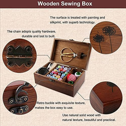 MKNZOME Wooden Sewing Basket - Sewing Box with Supplies for Travel Home - Image 6