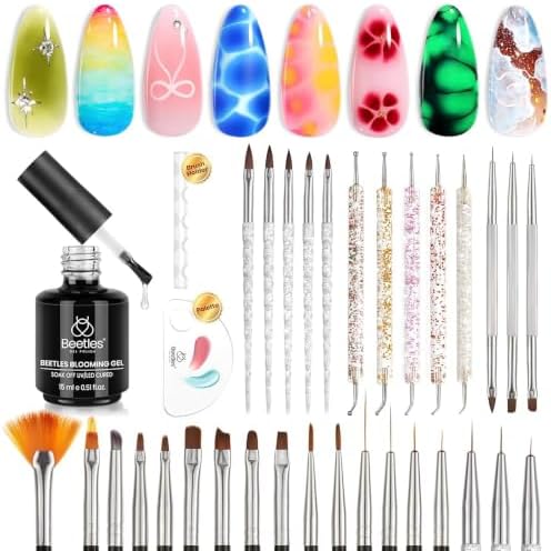 Beetles Nail Art Brushes 31pcs Blooming Gel Nail Polish Clear UV LED Kit by beetlesGelPolish
