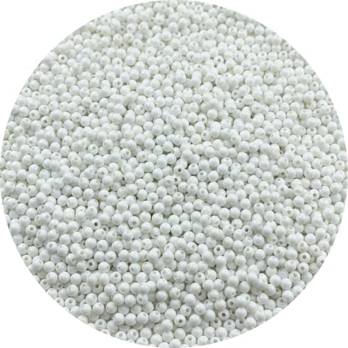 2000pcs Acrylic Round Beads for Crafts 4mm Resin Candy Color Spacer Beads with Hole for Jewelry Making Sewing Crafts Decoration Necklaces Bracelets Earrings Supplies(White) by Unknown