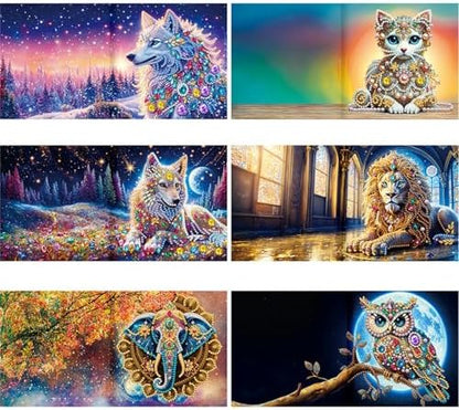 6pcs DIY Diamond Art Greeting Cards Kit with Envelopes&Tools - Create Your Own Sparkling Birthday, Thank You, Holiday Cards for Adults & Beginners(Animals) - Image 6