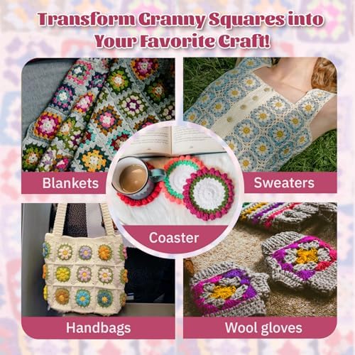 SGIBYN Granny Squares Crochet Kit for Advanced Beginners with Video - Image 7
