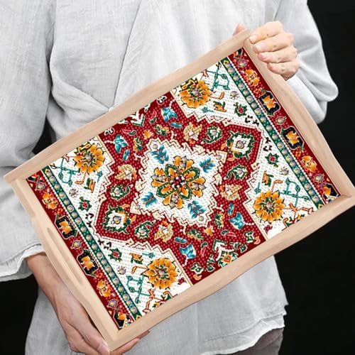 DOTSOPS Mandala Diamond Painting Wooden Serving Tray with Handle for Adults - Image 5