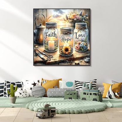 Framed Paint by Numbers Kit for Adults Faith, Hope, Love Wishing Bottle - Image 6