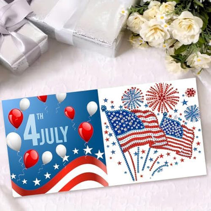 jinglinhh 6pcs Flag Statue of Liberty Fireworks Diamond Art Painting Greeting Cards with Envelopes, DIY Card Making Kits for Adults, Diamond Art Postcards Christmas Cards Craft Gifts - Image 5