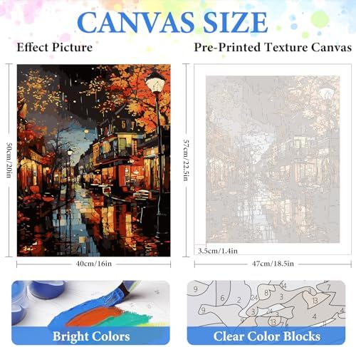 PRASIO Paint by Numbers Kit for Adults Beginner, Landscape Adult Paint by Numbers on Canvas, DIY Acrylic Watercolor Oil Paint by Number for Adults for Home Decor Gift 16x20 Inch - Image 3