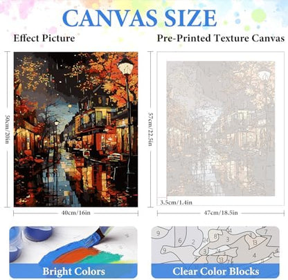 PRASIO Paint by Numbers Kit for Adults Beginner, Landscape Adult Paint by Numbers on Canvas, DIY Acrylic Watercolor Oil Paint by Number for Adults for Home Decor Gift 16x20 Inch - Image 3