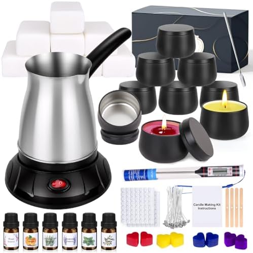 KIYTARBOO Candle Making Kit with Wax Melter, DIY Soy Candles Making Supplies for Adults and Beginners, Complete Jar Candle Kit for Starter, Perfect as Home Decoration Party Gift by Kiytar