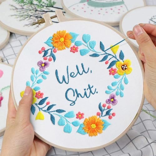 Louise Maelys Embroidery Kit for Beginners Floral Quote Wreath Craft - Image 5