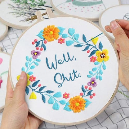 Louise Maelys Embroidery Kit for Beginners Floral Quote Wreath Craft - Image 5