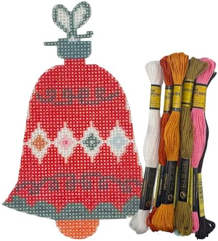 Howie's Christmas Needlepoint Needlepoint Kits, 18CT Printed Embroidery Pattern Starter Kits, Stamped Patterns Canvas Kits(Christmas - Corlorful Bells,4x3inch) by HowiesNeedlepoint