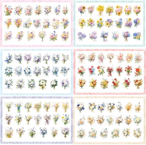 OKUPAN 120Pcs Flower Stickers for Scrapbooking Supplies, Transparent Scrapbook Stickers for Journaling, Card Making Supplies, Planner, DIY Craft, Wedding Invitations - Image 7