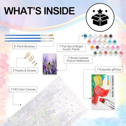 Flowers Framed Paint by Numbers Kit for Adults Beginner & Kids Ages 8-12 - Image 4