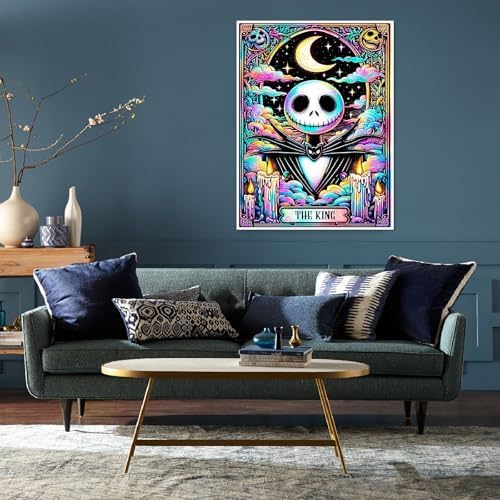 Eiazuiks Halloween Stamping Cross Stitch Kit, Skeleton Halloween Counting Cross Stitch Kit for Adult Beginners, Full Line DIY Stitching Kit for Home Decor Cross Stitch Patterns 12x16 inches - Image 2