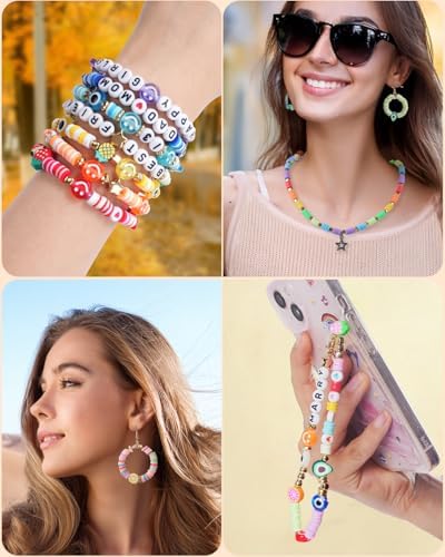 BestNow Clay Beads Bracelet Making Kit 5000 Pcs Friendship Bracelet Kits Flat Beads for Jewelry Making Polymer Heishi Beads Set for Bracelet Necklace DIY Crafts Gift for Girls Ages 6-12 - Image 5
