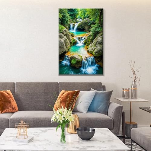 JOOZ Paint by Numbers Kit for Adults with Frame Waterfall 8x12 Inch - Image 7