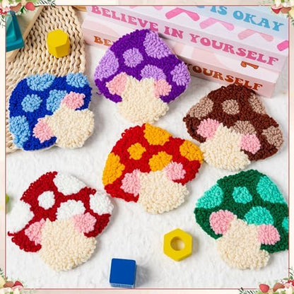 WATINC Punch Needle Coaster Kit - 22Pcs DIY Craft for Beginners, Mushroom - Image 4