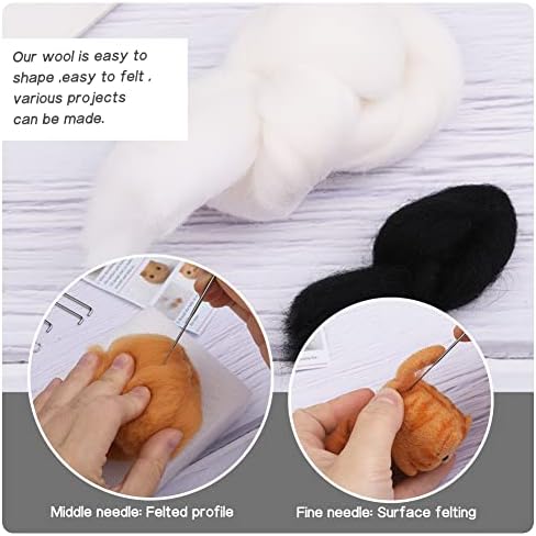 QMNNMA Needle Felting Kits for Beginners, Cow Cat Wool Felting Kit - Image 5