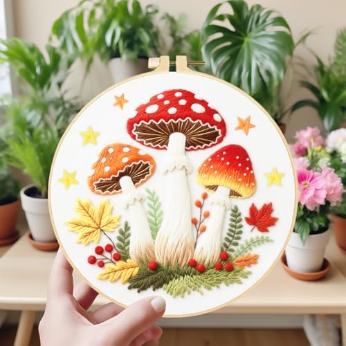ORIGACH 5 Pack Mushroom & Plants Embroidery Kit for Beginners - Image 7