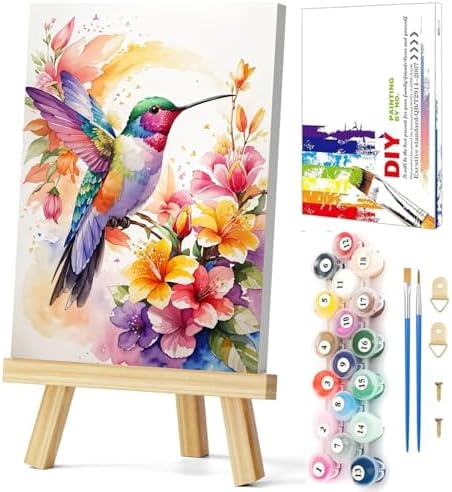 Gemozaic Hummingbird Framed Paint by Numbers Kit for Adults, 8 x 12 Inch by Gemozaic