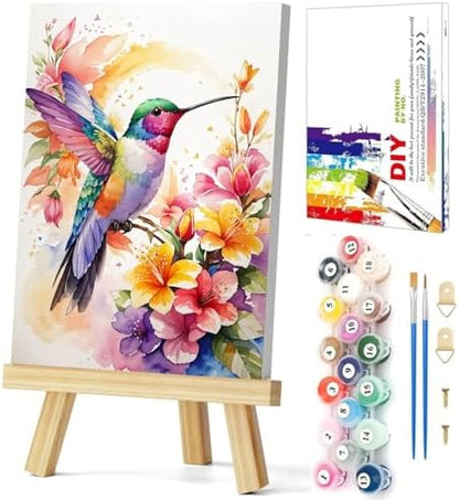 Gemozaic Hummingbird Framed Paint by Numbers Kit for Adults, 8 x 12 Inch by Gemozaic