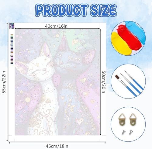 RICUVED Cats Paint by Numbers for Adults, Colorful Paint by Numbers Kit for Adults Beginners, DIY Acrylic Oil Painting on Canvas Easy for Gift Home Wall Decor 16x20 Inch - Image 4