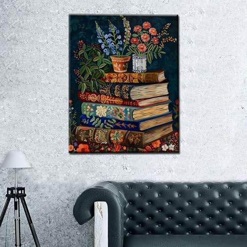 Aihonmin Stack Magic Book Paint by Numbers Kits for Adult Beginners,Boho Style Paint by Numbers Botanical Painting by Numbers Arts Craft Kits Canvas Drawing for Home Without Framed 16''W x 20''H - Image 4