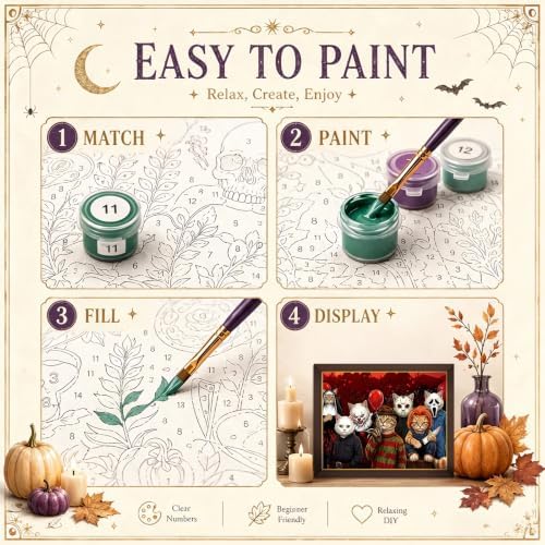 xcemhil Halloween Paint by Number Kit for Adults, 16x20inch - Image 7