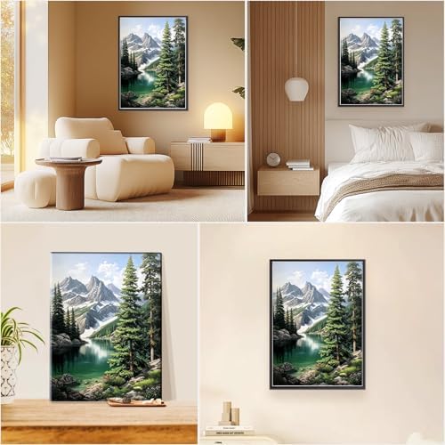 EOBROMD Framed Paint by Numbers Kits for Adults with Wooden Easel, Landscape Mountain DIY Kits Crafts for Beginner on Stretched Canvas, 3 Brushes and Acrylic Paint for Home Decor 10x14 Inch - Image 7