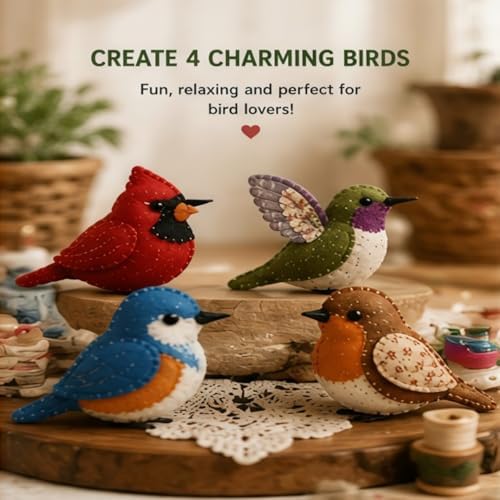Sewing Kit for Beginners, DIY Felt Sewing Craft Kit with Pre-Cut Fabric & Instructions, Handmade Plush Animal Craft Set for Adults & Teens (Bird) - Image 5
