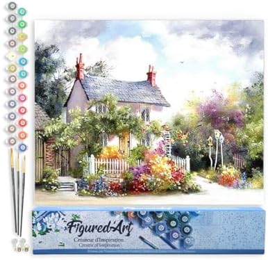 Figured'Art Paint by Numbers Kit for Adults Quiet Neighbourhood 16"x20" - Craft Art Painting DIY Kit Rolled Canvas Without Frame by FiguredArt