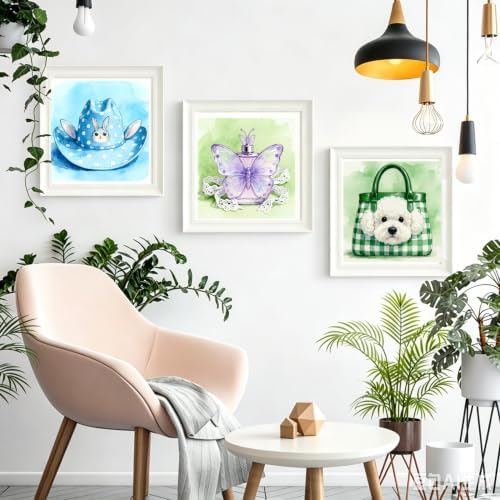Canrichshop 4 Pack Paint by Number Beginner with Frame,Cute Adult Paint by Number Kits on Canvas, DIY Number Painting for Adults for Decor 8X 8 inch - Image 3