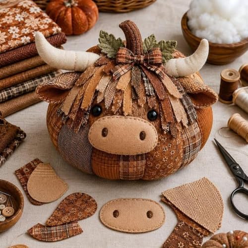 DIY Animal Pumpkin Sewing Kit - Autumn Fabric Animal Pumpkin Craft Set for Adults Beginners - Thanksgiving Handmade Fall Patchwork Craft Kit for Holiday Decor - Image 7