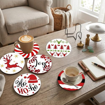 8 Pack Christmas Paint by Numbers Kits Coasters with Holder Cork Pads - Image 3