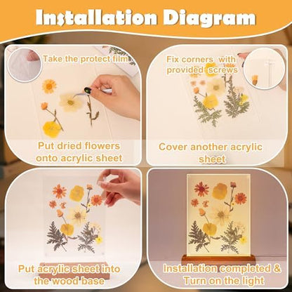 Pressed Flower Frame Lamp, LED DIY Frame Night Light for Pressed Flowers, Mother Day Birthday Gifts for Mom Love Girlfriend, Home Bedroom Table Decor Xmas Holiday Valentine's Day Idea - Image 6